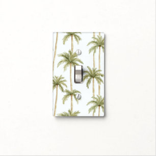Tropical Green White Palm Trees Light Switch Cover