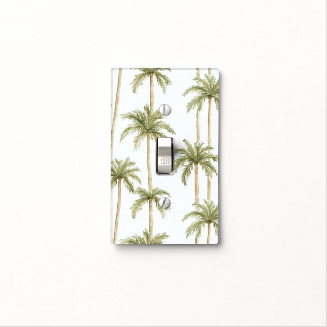 Tropical Green White Palm Trees   Light Switch Cover (In Situ)