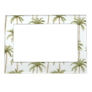 Tropical Green White Palm Trees   Magnetic Frame
