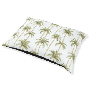 Tropical Green White Palm Trees Pet Bed