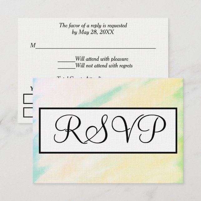 Tropical Green Yelllow Wedding Watercolor RSVP Card (Front/Back)