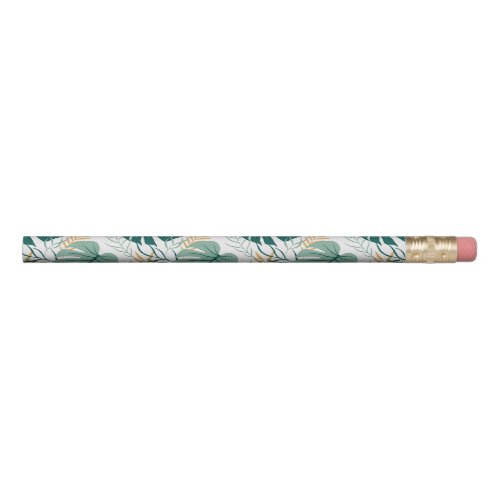 Tropical Green Yellow Floral Monstera Leaf Pattern Pencil