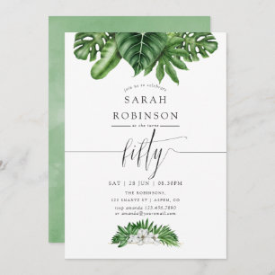Tropical Greenery 50th Birthday Party Invitation