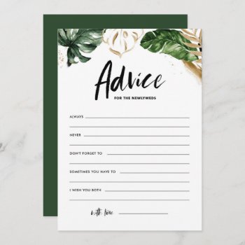 Tropical Greenery Advice For The Newlyweds Wedding by misstallulah at Zazzle