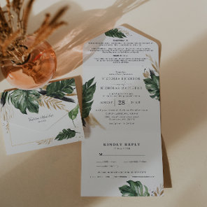 Tropical Greenery | All in One Wedding Invite