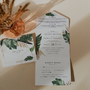 Tropical Greenery | All In One Wedding Invite by IYHTVDesigns at Zazzle