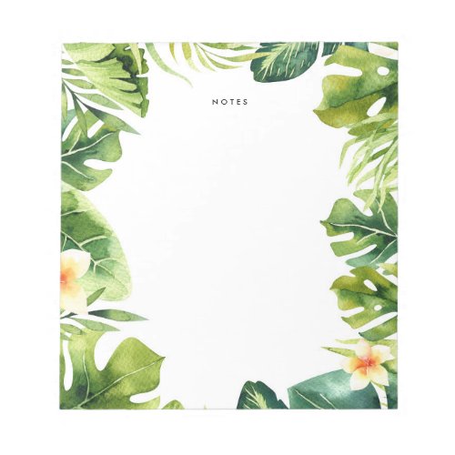 Tropical Greenery and Plumeria Frame Notepad