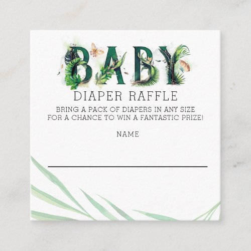 Tropical Greenery Baby Shower Diaper Raffle Enclosure Card
