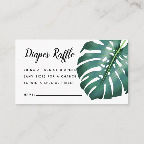 Tropical Greenery Baby Shower Diaper Raffle Ticket Enclosure Card