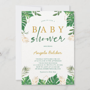 Tropical Greenery Baby Shower Invitation