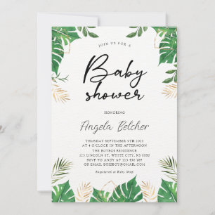 Tropical Greenery Baby Shower Invitation