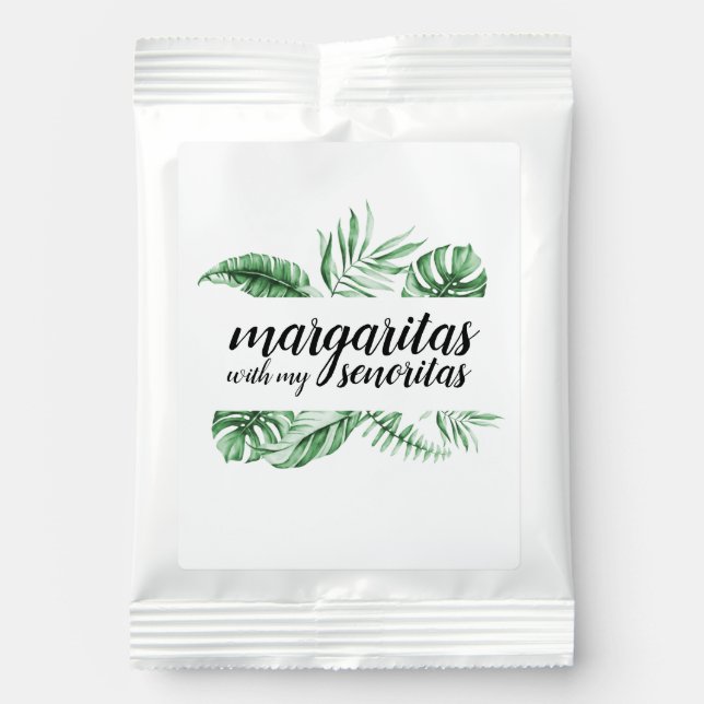 Tropical Greenery Bachelorette Bridal Shower Margarita Drink Mix (Front)