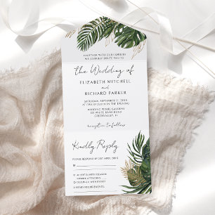 Tropical Greenery Botanical All In One Wedding All In One Invitation
