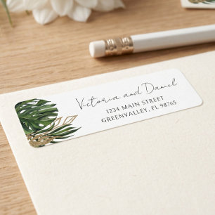 Tropical Greenery Botanical Boho Return Address Label