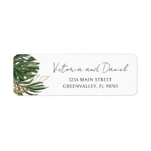 Tropical Greenery Botanical Boho Return Address Label