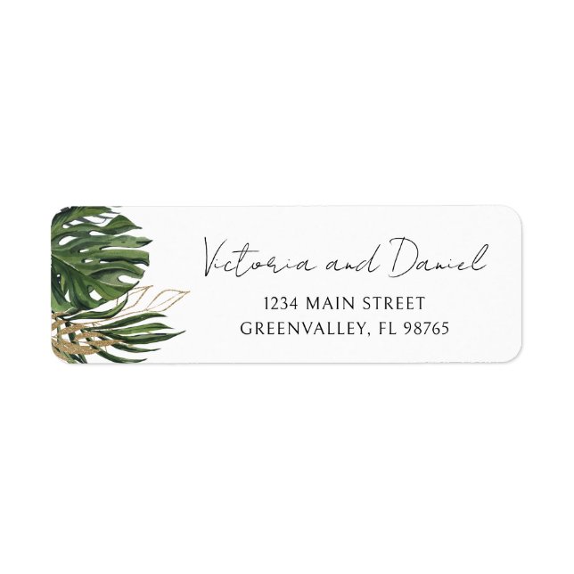 Tropical Greenery Botanical Boho Return Address Label (Front)