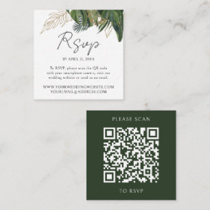 Tropical Greenery Botanical QR Code Wedding RSVP Enclosure Card