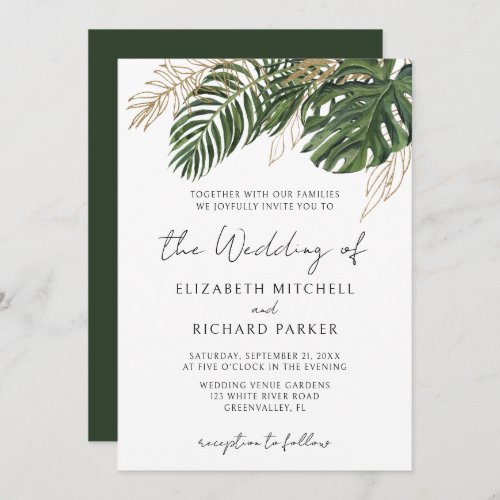 Tropical Greenery Botanical Summer Boho Wedding Invitation