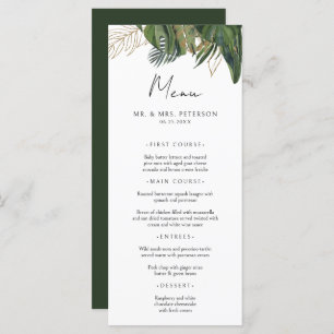 Tropical Greenery Botanical Summer Boho Wedding Menu