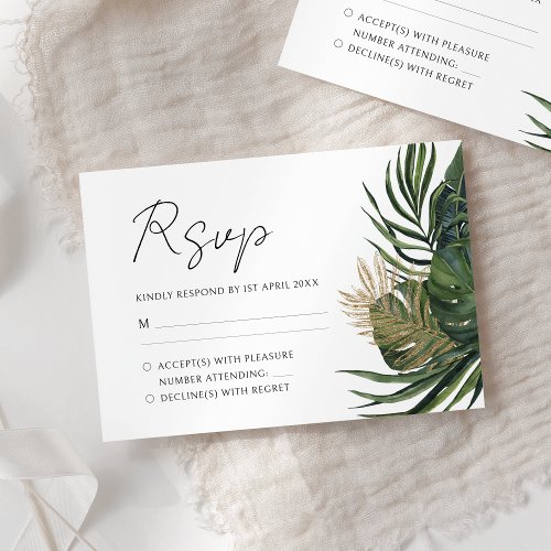 Tropical Greenery Botanical Summer Boho Wedding RSVP Card