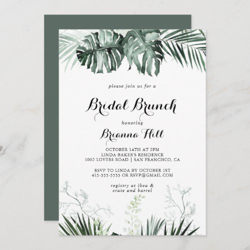 Tropical Greenery Bridal Brunch Bridal Shower Invitation