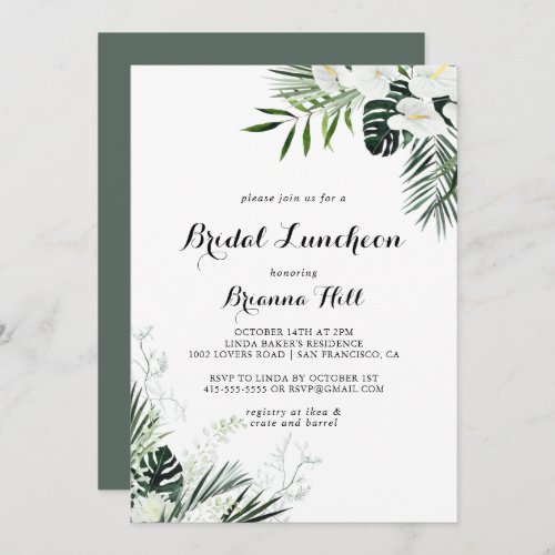 Tropical Greenery Bridal Luncheon Bridal Shower Invitation