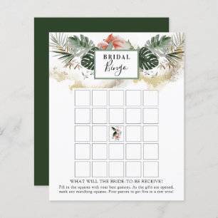 Tropical Greenery Bridal Shower Bingo Game Card