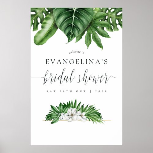 Tropical Greenery Bridal Shower Welcome Poster