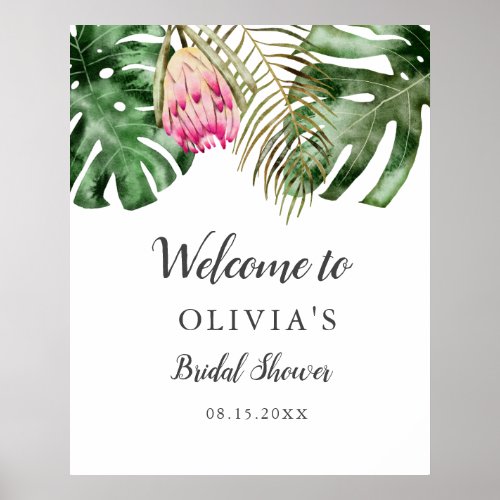 Tropical Greenery Bridal Shower Welcome Sign