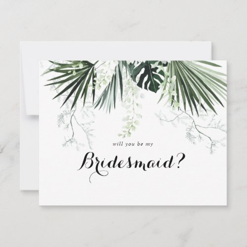 Tropical Greenery Bridesmaid Proposal Note Card