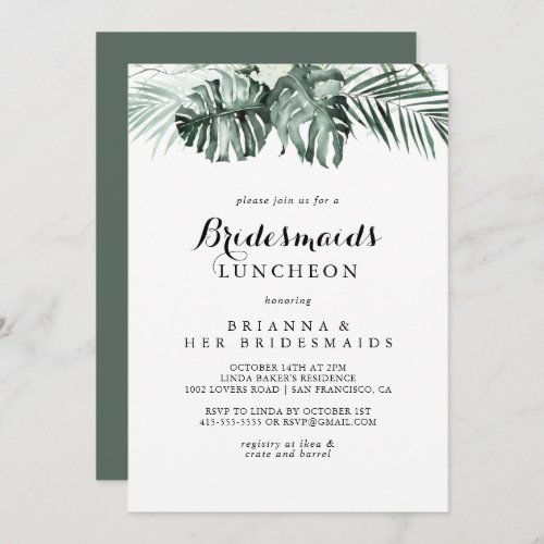 Tropical Greenery Bridesmaids Luncheon Shower Invitation