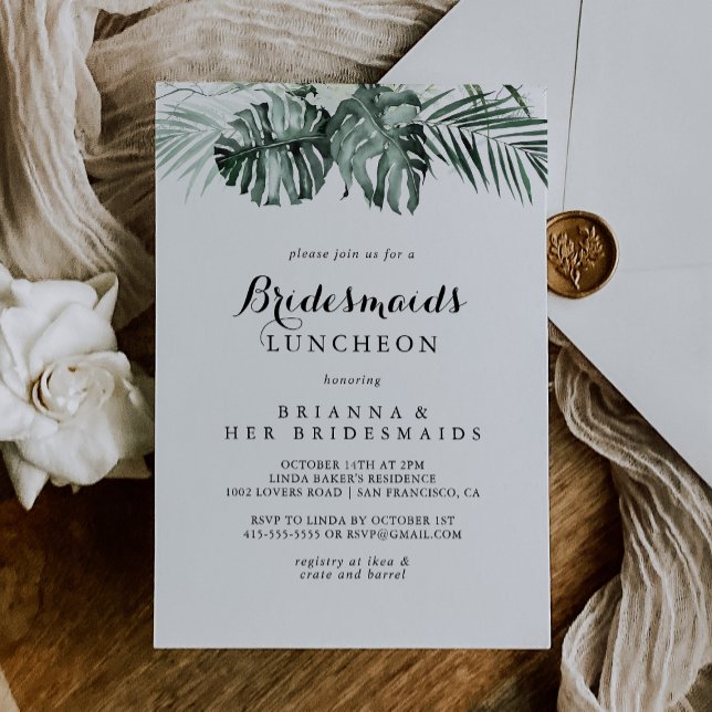 Tropical Greenery Bridesmaids Luncheon Shower Invitation (Creator Uploaded)