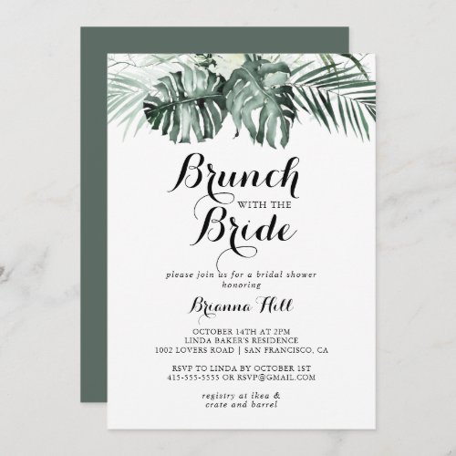 Tropical Greenery Brunch with the Bride Shower Invitation