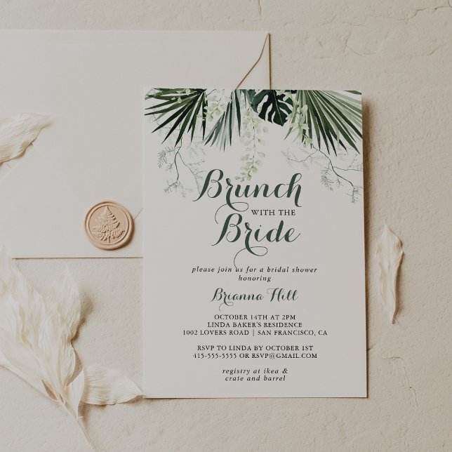 Tropical Greenery Brunch with the Bride Shower  Invitation (Creator Uploaded)