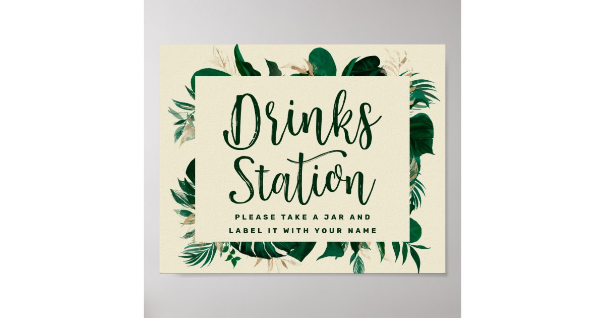 Drinks Sign Party Beverage Station Sign Printable Simple Greenery Party  Signage Drink Station Sign Party Bar Sign Digital Download 