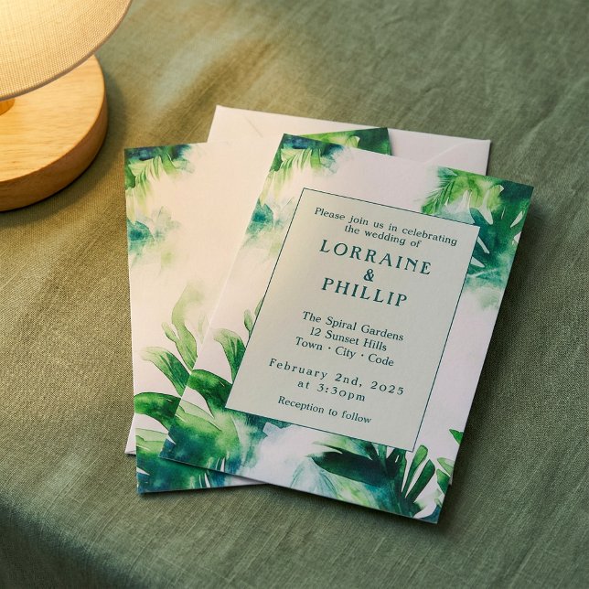 Tropical Greenery Elegant Botanical leafy green Invitation (Tropical Greenery Elegant Botanical leafy green Invitation)