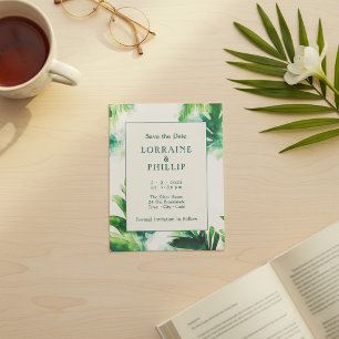 Tropical Greenery Elegant Botanical leafy Save The Date