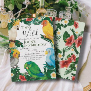 Tropical Greenery Exotic Parrots Wild Birthday Invitation