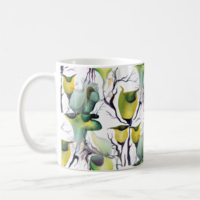 Tropical Greenery Fairyland Watercolor  Plants Coffee Mug (Left)