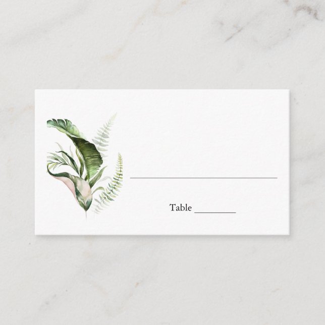 Tropical Greenery Flat Escort Card (Front)