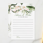 Tropical Greenery Floral Advice Card<br><div class="desc">Tropical theme advice cards features a watercolor motif of greenery,  soft pink exotic flowers and gold accents. Perfect for an elegant beach,  destination or luau themed wedding or bridal shower. Several sizes to choose from. Customize the wording in your choice of fonts and colors.</div>