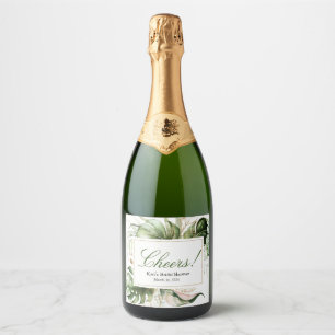 Tropical Greenery Floral Bottle Label