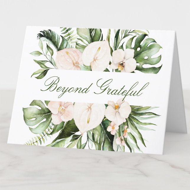 Tropical Greenery Floral Thank You Card (Creator Uploaded)