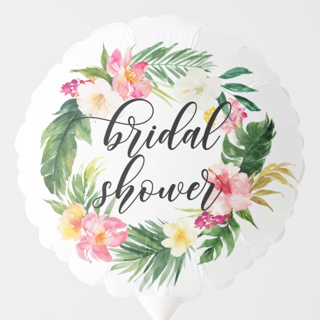 Tropical Greenery Floral Wreath Bridal Shower Balloon (Front)