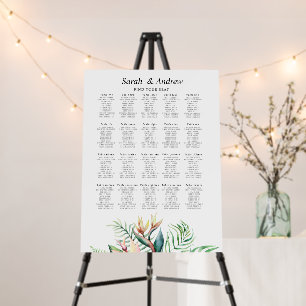 Tropical Greenery Flowers Modern Seating Charts Foam Board
