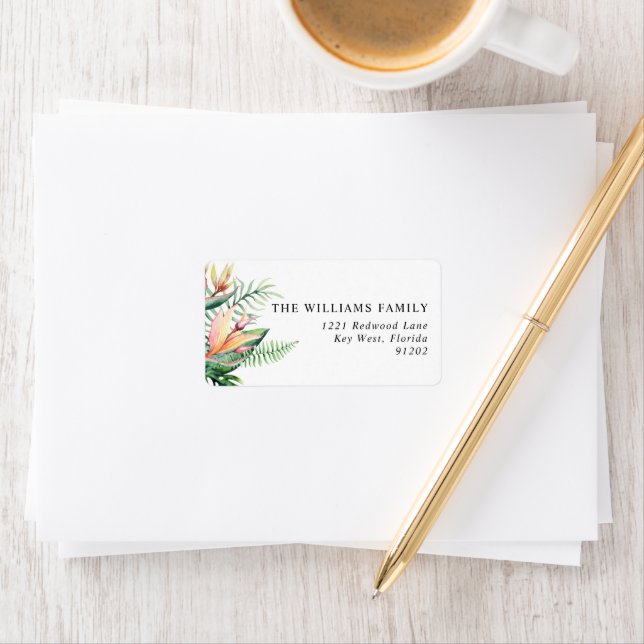 Tropical Greenery Flowers Recipient Address Label (Insitu)