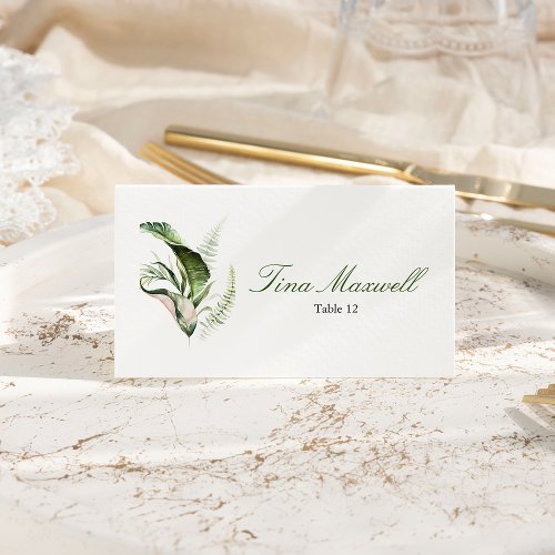 Tropical Greenery Folded Place Card