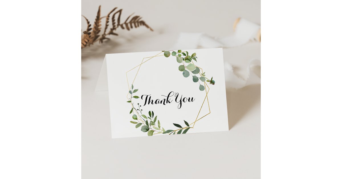 Tropical Greenery Folded Wedding Thank You Card | Zazzle