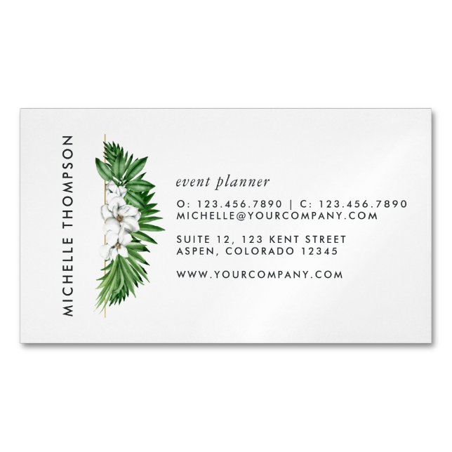 Tropical Greenery Foliage Business Card Magnet (Front)