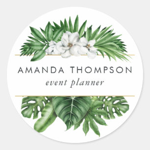 Tropical Greenery Foliage Classic Round Sticker